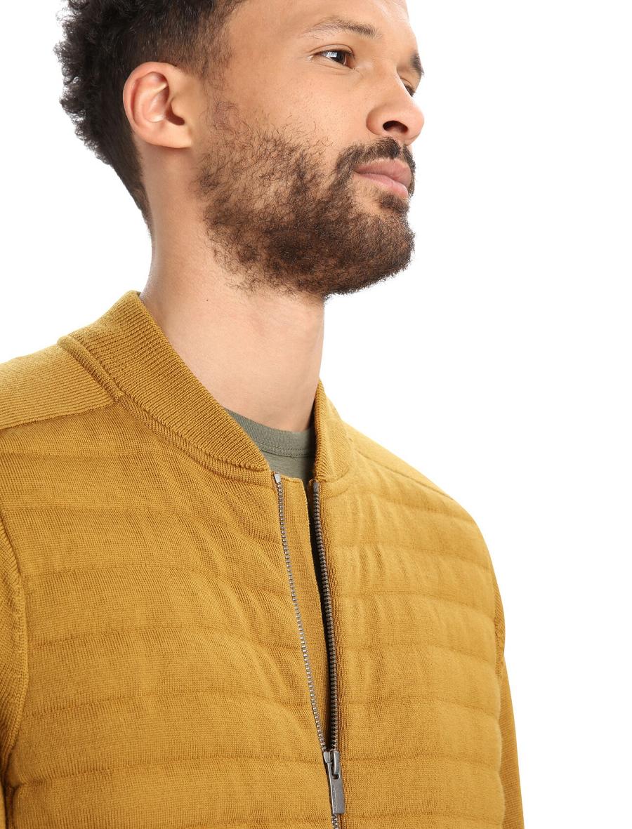 Sweat À Capuche Icebreaker City Label ZoneKnit™ Merino Insulated Knit Bomber Homme Marron | FR 1264MQZA